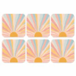 Illustratie - Zon - Pastelkleuren onderzetter kurk middel -3d