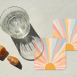 Illustratie - Zon - Pastelkleuren onderzetter kurk middel -sfeer4