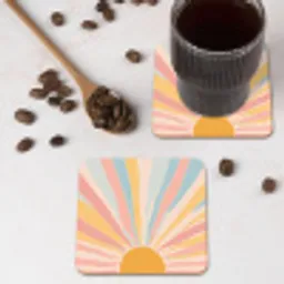 Illustratie - Zon - Pastelkleuren onderzetter kurk middel -sfeer2