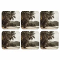Eiland - Palmboom - Zee onderzetter kurk middel -3d