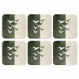 Japandi - Vogel - Groen onderzetter kurk middel -3d