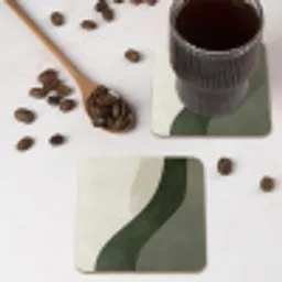 Japandi - Groen - Abstract - Modern onderzetter kurk middel -sfeer2