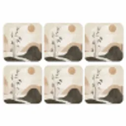 Japandi - Landschap - Beige onderzetter kurk middel -3d