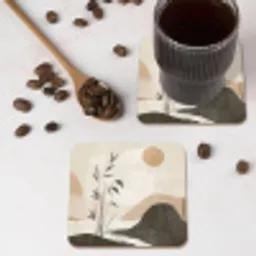 Japandi - Landschap - Beige onderzetter kurk middel -sfeer2