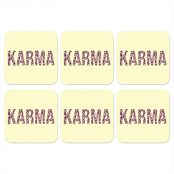 Karma - Luipaardprint - Geel onderzetter kurk middel -3d