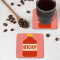 Ketchup - Fles - Rood - Minimalistisch onderzetter kurk middel -sfeer2