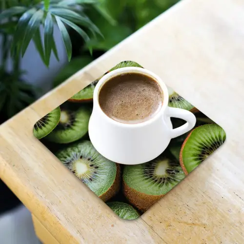 Kiwi - Fruit - Groen onderzetter kurk middel -sfeer5