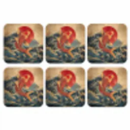 Koi - Zee - Golven - Zon onderzetter kurk middel -3d