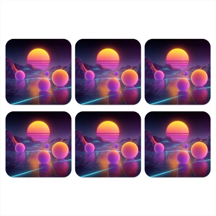 Landschap - Bergen - Bollen - Licht onderzetter kurk middel -3d