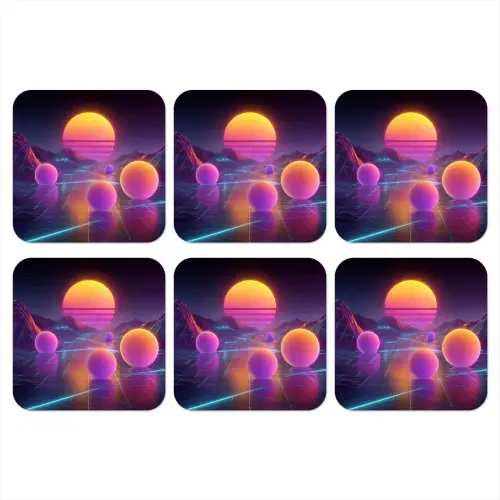Landschap - Bergen - Bollen - Licht onderzetter kurk middel -3d