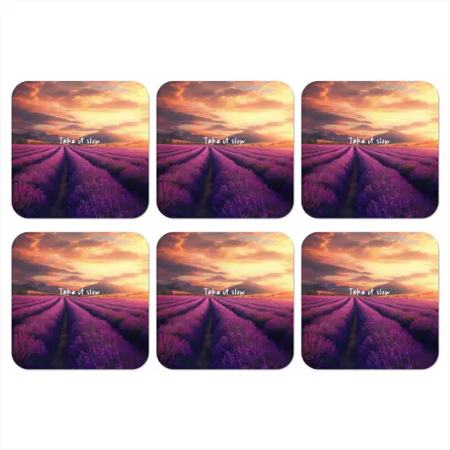 Lavendelveld - Quote - Zonsondergang onderzetter kurk middel -3d