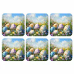 Grasveld - Eieren - Bloemen onderzetter kurk middel -3d