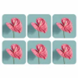 Blad - Anthurium - Stippen - Roze onderzetter kurk middel -3d