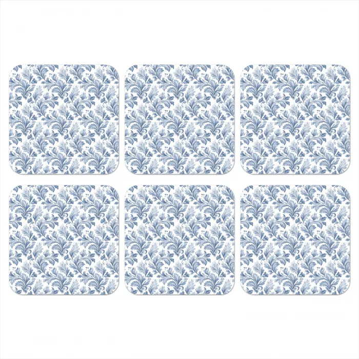 Bladeren - Blauw - Patroon onderzetter kurk middel 366 -3d