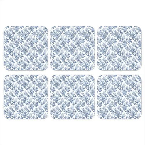 Bladeren - Blauw - Patroon onderzetter kurk middel 366 -3d