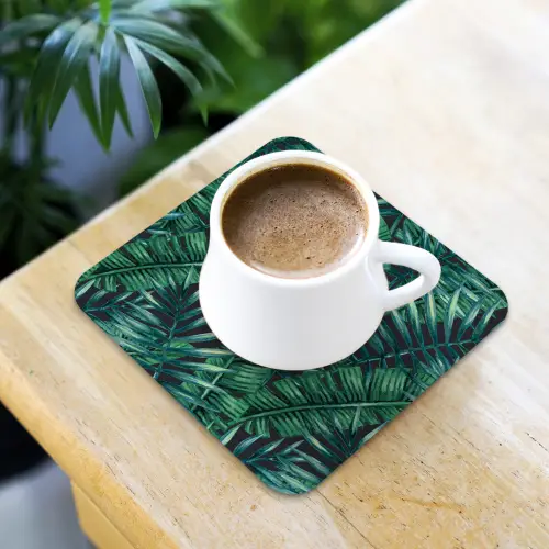 Bladeren - Inductie beschermer - Jungle - Tropical onderzetter kurk middel -sfeer5