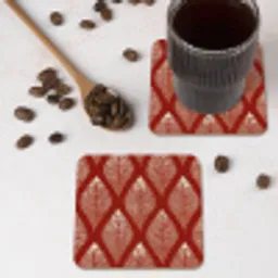 Bladeren - Rood - Elegant onderzetter kurk middel -sfeer2