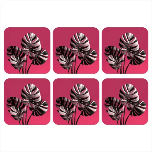 Bladeren - Rond - Roze onderzetter kurk middel -3d