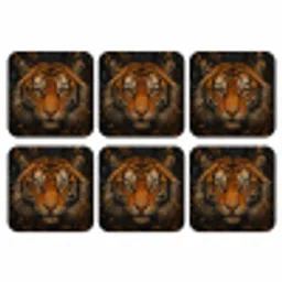 Bladeren - Tijger - Oranje onderzetter kurk middel -3d
