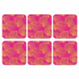 Bladeren - Nerven - Grafisch - Roze onderzetter kurk middel -3d