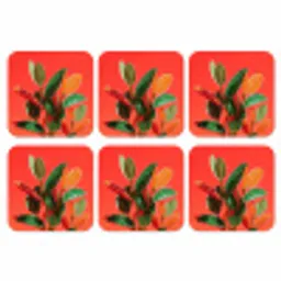 Bladeren - Nerven - Oranje - Structuur onderzetter kurk middel -3d