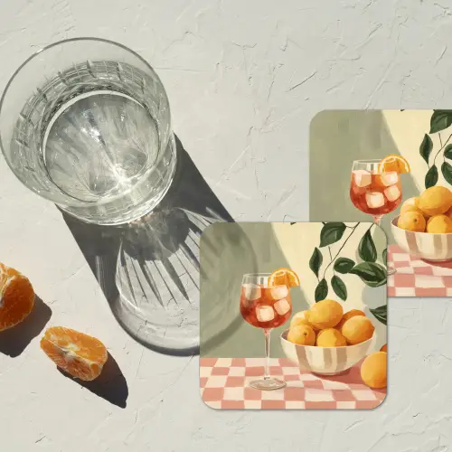 Citroenen - Glas - Tafelkleed - Geblokt onderzetter kurk middel -sfeer4