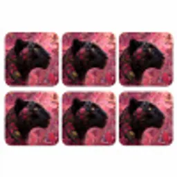 Luipaard - Bloemen - Roze onderzetter kurk middel -3d