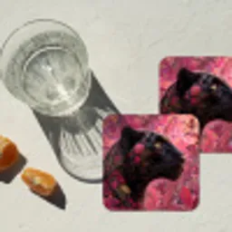 Luipaard - Bloemen - Roze onderzetter kurk middel -sfeer4