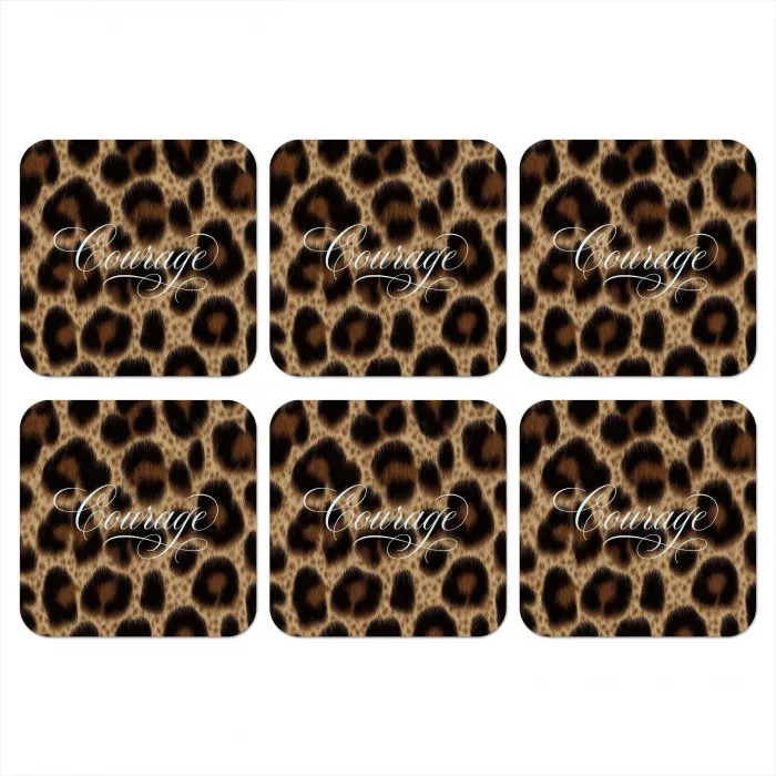 Luipaardprint - Bruin - Courage - Sierlijk onderzetter kurk middel -3d