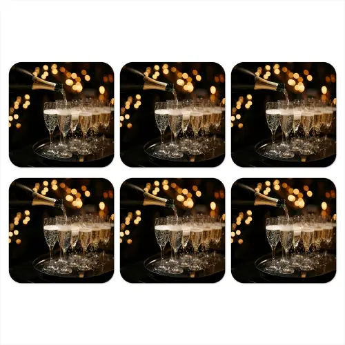 Lichtjes - Champagne - Dienblad - Glazen onderzetter kurk middel -3d