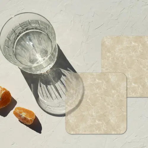 Lichtbeige - Marmer - Diffusie adering onderzetter kurk middel 366 -sfeer4