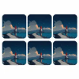Vuurtoren - Zee - Wolken onderzetter kurk middel -3d