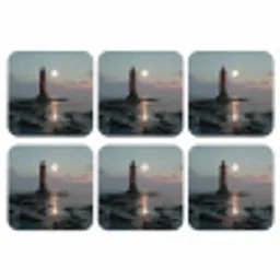 Vuurtoren - Stenen - Water - Maan onderzetter kurk middel -3d