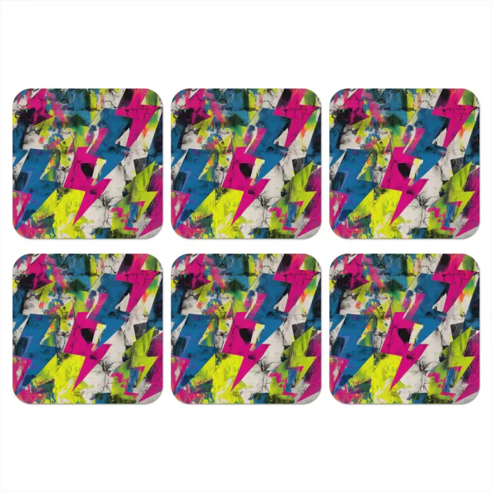Bliksemschichten - Patroon - Marmer - Kleuren onderzetter kurk middel -3d
