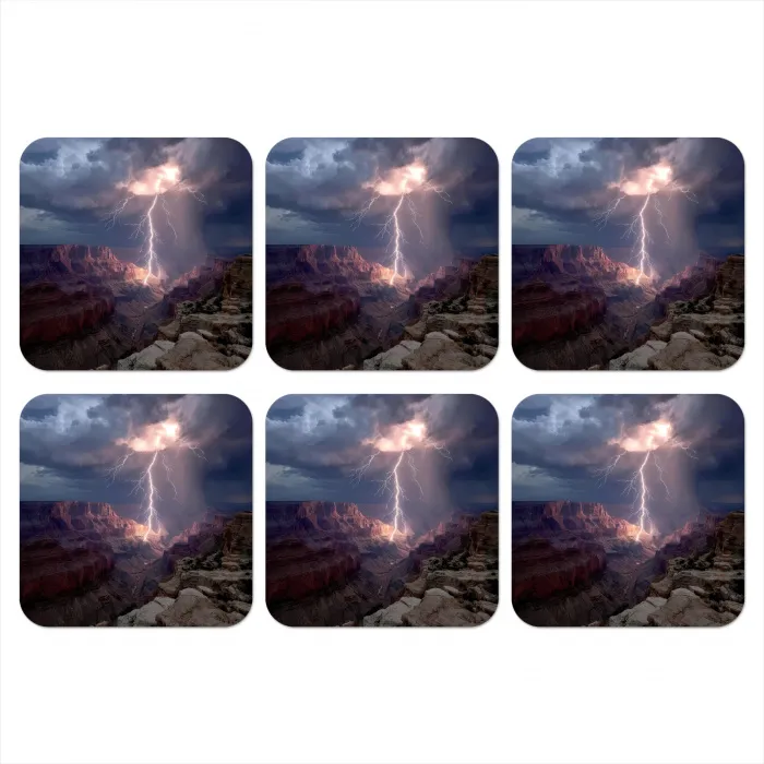 Bliksem - Wolken - Canyon onderzetter kurk middel -3d