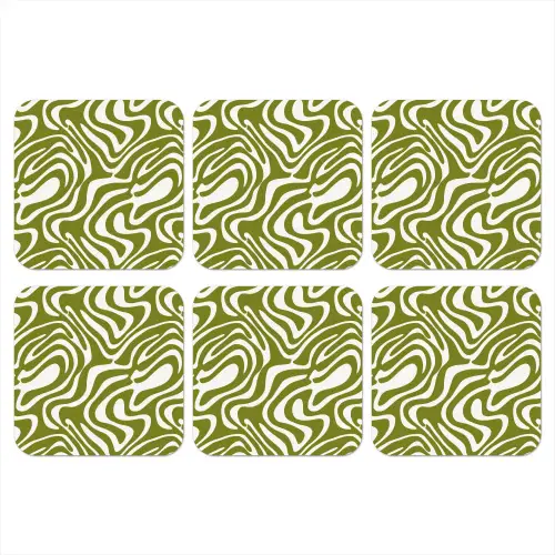 Lijnpatroon - Groen - Organisch onderzetter kurk middel 366 -3d