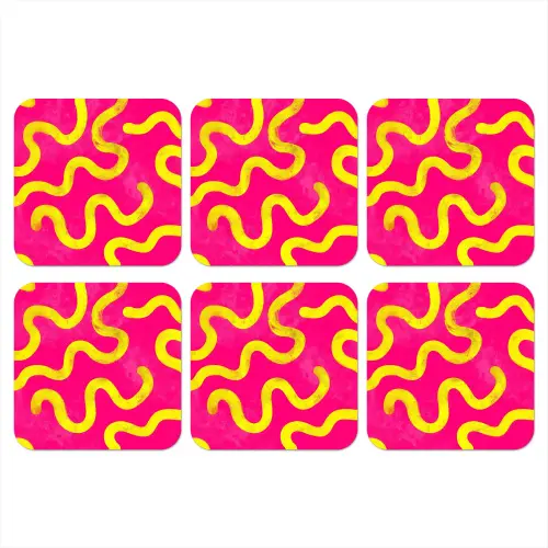 Lijn - Geel - Abstract onderzetter kurk middel -3d