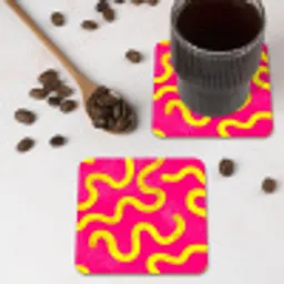 Lijn - Geel - Abstract onderzetter kurk middel -sfeer2