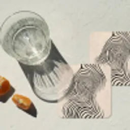 Lijnen - Abstract - Golvend - Zwart onderzetter kurk middel -sfeer4