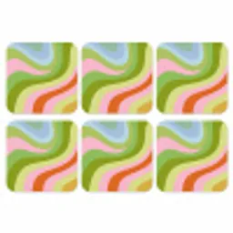Lijnen - Pasteltinten - Golvend onderzetter kurk middel -3d