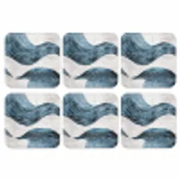 Lijnen - Golven - Abstract - Blauw onderzetter kurk middel -3d