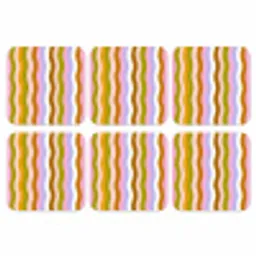 lijnen - Golven - Pastelkleuren - Patroon onderzetter kurk middel -3d