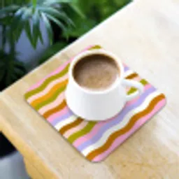 lijnen - Golven - Pastelkleuren - Patroon onderzetter kurk middel -sfeer5