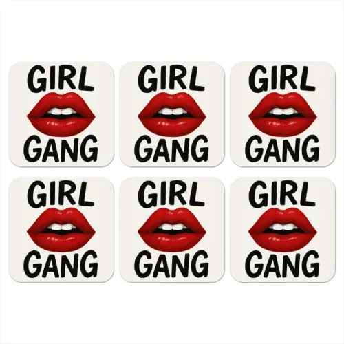 Lip - Girl - Rood - Letters onderzetter kurk middel -3d