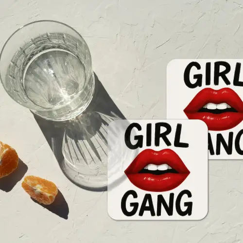 Lip - Girl - Rood - Letters onderzetter kurk middel -sfeer4