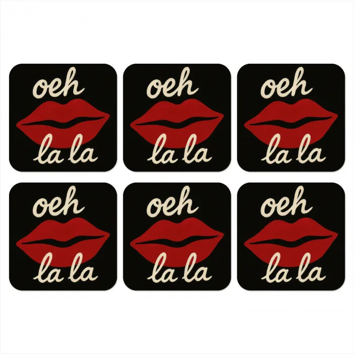 Lip - Rood - Quote onderzetter kurk middel -3d
