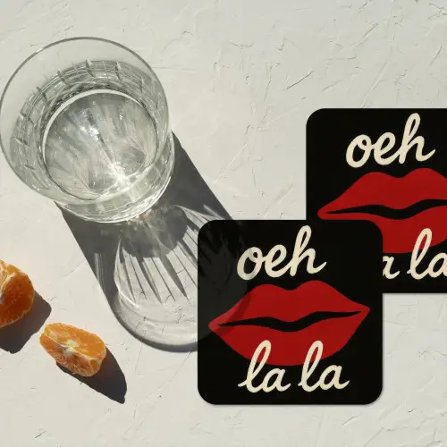 Lip - Rood - Quote onderzetter kurk middel -sfeer4