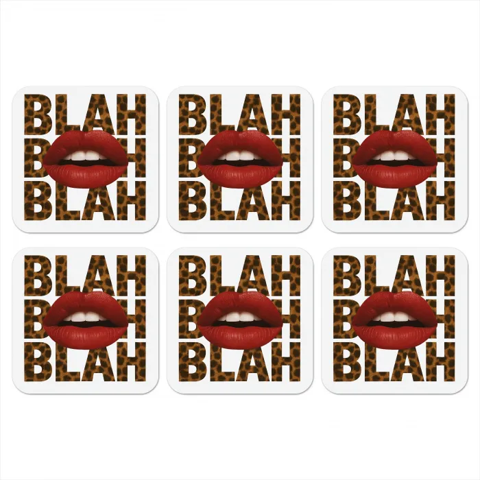 Lip - Rood - Quote onderzetter kurk middel -3d