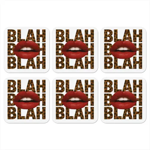 Lip - Rood - Quote onderzetter kurk middel -3d