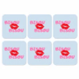 Lippen - Bisou - Blauw onderzetter kurk middel -3d